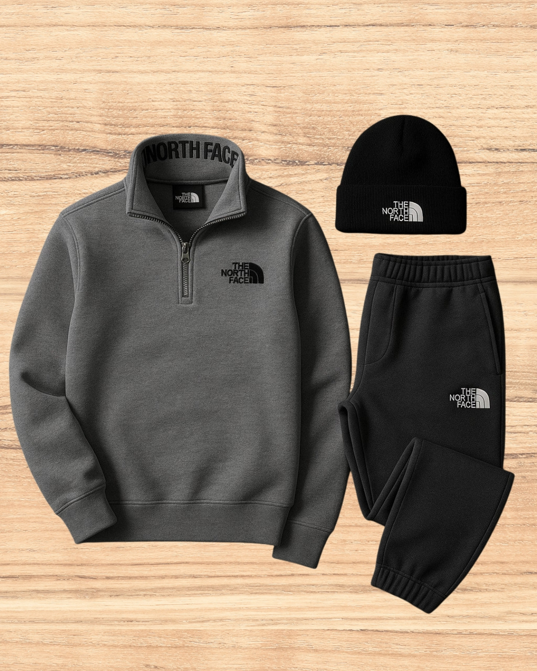 TNF™ Premium Winter Set – Half-Zip Sweatshirt + Joggers + Beanie