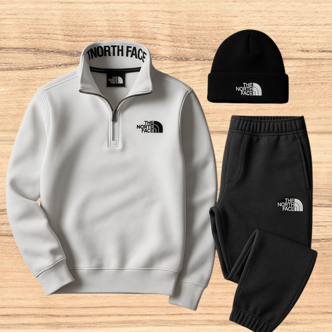 TNF™ Premium Winter Set – Half-Zip Sweatshirt + Joggers + Beanie