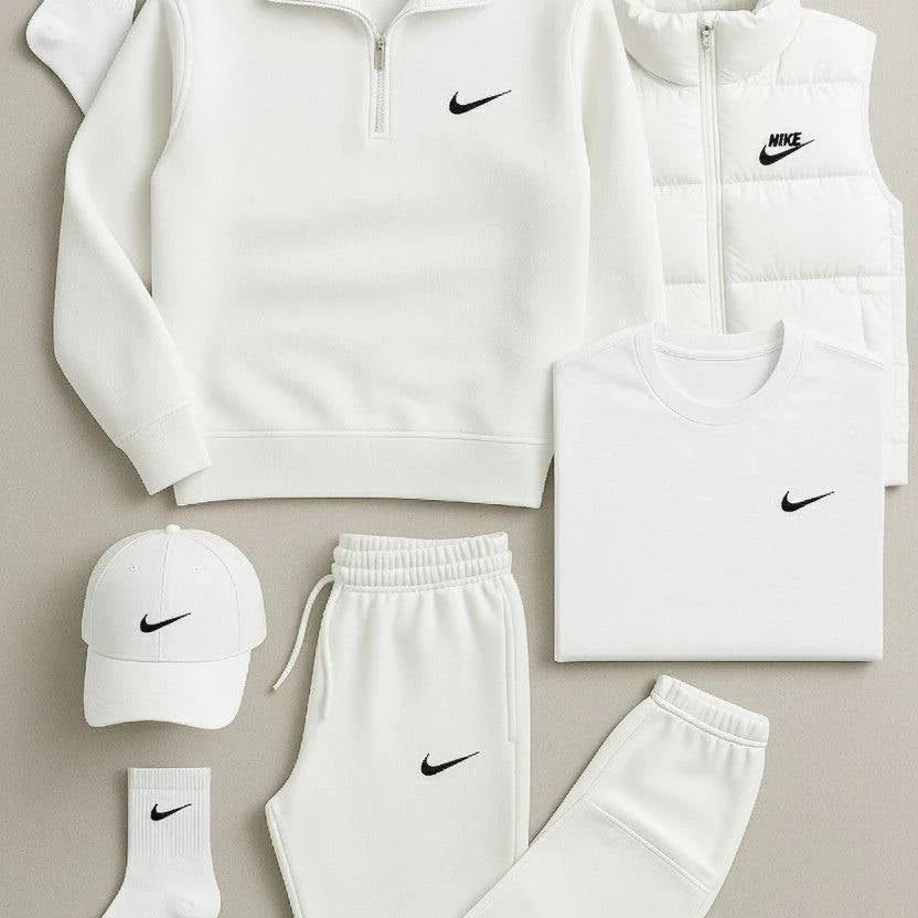 NK™ Winter Set – Fleece Tracksuit + Logo T-Shirt + Winter Puffer Jacket