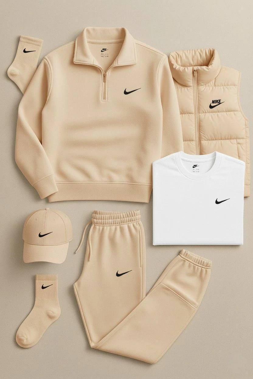 NK™ Winter Set – Fleece Tracksuit + Logo T-Shirt + Winter Puffer Jacket